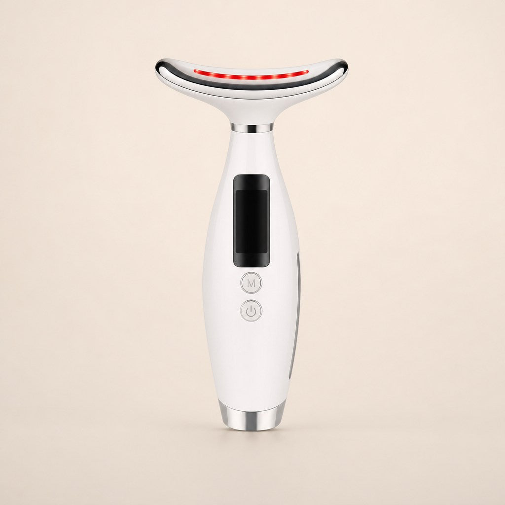 MAROVAR Lumière, dispositivo LED para cuello, vista frontal sobre fondo marfil